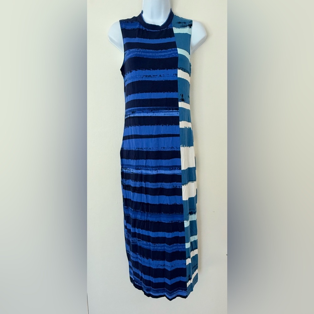 Anthropologie Corey Lynn Calter Striped Midi Dress Blue Motif